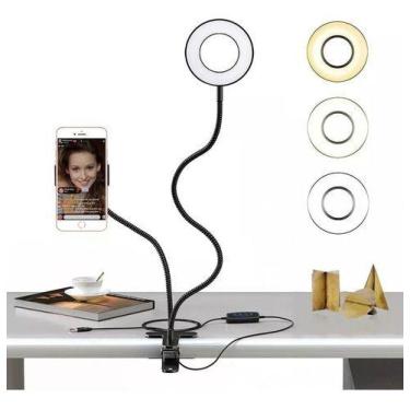 Imagem de Ring Light + Suporte Celular Selfi Luminaria Abajur Youtuber - oem, Pr