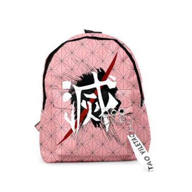 Imagem de Mochila Demons Slayers rosa para crianças escolares 29x15x35cm - yiwei