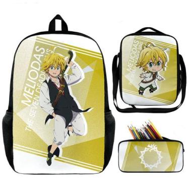 Imagem de Conjunto de mochilas Sevens Deadly Sins Meliodas Anime para crianças -