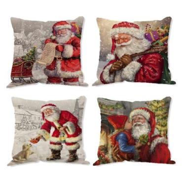 Imagem de Capas de almofada de Natal, Papai Noel, Anime, 45 x 45 cm, 4 unidades 