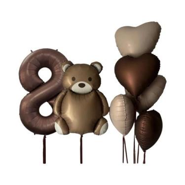 Imagem de Balões De Urso Pardo 7 Peças 32 Polegadas Números De 0 a 9 Anos Decora