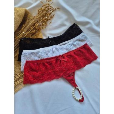 Imagem de Calcinha Lingerie Tanga Tailandesa Com Pérolas Estimulantes Sex Shop -