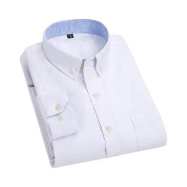 Imagem de Camisa Masculina Oxford Slim Fit De Manga Longa Em Algodão, Não Amassa