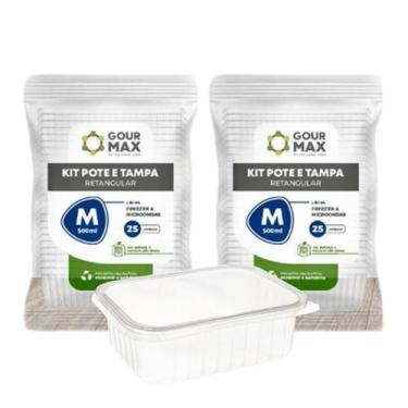 Imagem de Pote Descartável 500ml 48un Empilhavel BPA Free C/ Vedação Marmita Fit