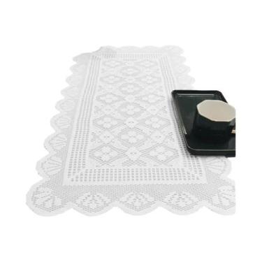 Imagem de Caminho De Mesa Nórdico Branco Com Renda Francesa Floral, Lenço Decora