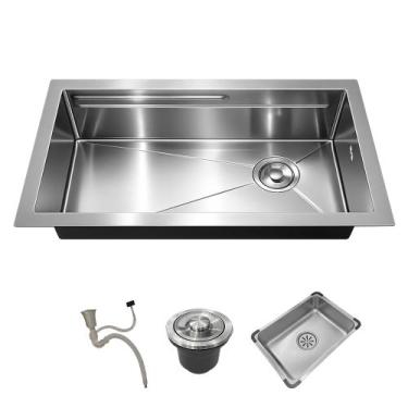 Imagem de Cuba Pia Cozinha Gourmet Premium 78x43 Inox 304 Escovado Brinovar