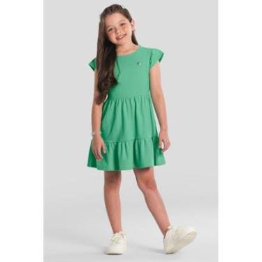 Imagem de Vestido infantil menina em malha listrada Brandili -Verde-Feminino