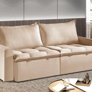 Imagem de Sofá Cama Retrátil e Reclinável 190cm Veludo Itália - ESTOFADOS PLENA