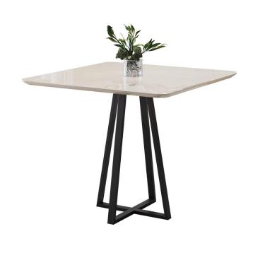 Imagem de Mesa de Jantar Tampo Vidro/MDF 90x90cm Genova Preto/Off White