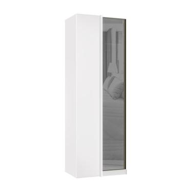 Imagem de Guarda Roupa Modulado Prime 1 Porta Bater MDP Vidro Reflecta Prata Branco F.F. Luciane Móveis