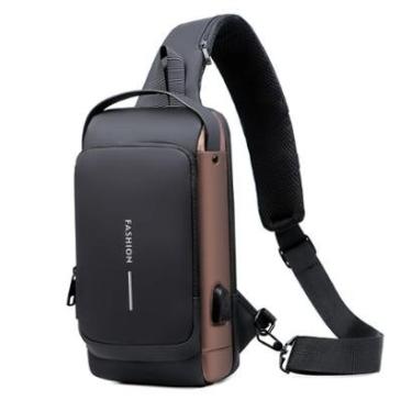 Imagem de Bolsa Masculina Transversal Crossbody com Cadeado e Saída USB-Masculino