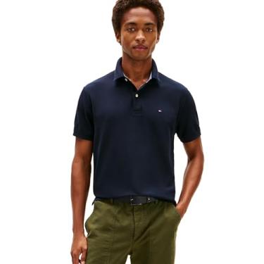 Imagem de Tommy Hilfiger Camisa polo masculina de manga curta com absorção de umidade com secagem rápida + proteção UV, Céu do deserto, 3G