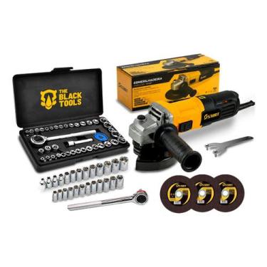 Imagem de Esmerilhadeira Lixadeira 4.1/2 Profissional 127V Com Jogo 40 Peças e D