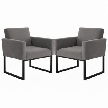 Imagem de Kit 2 Poltronas para Recepção Lina com Base de Ferro Preto Resistente 