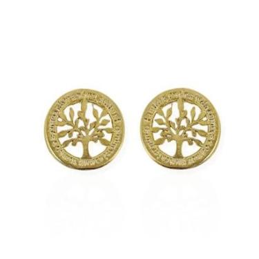 Imagem de Brinco Feminino Folheado a Ouro 18k Design Arvore da Vida Dourado-Feminino