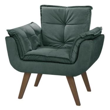 Imagem de Poltrona Pérola Suede Tecido Verde - D SALLA