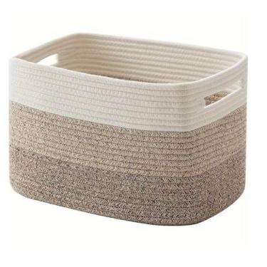 Imagem de Cesto de Organização Retangular em Corda com Alças  ArcoÍris Easy Deco