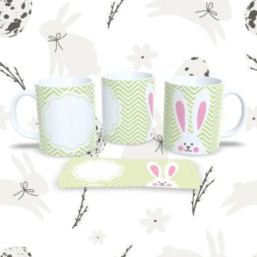 Imagem de Caneca de Porcelana Páscoa 42 para Bebidas 325ML com Tema Decorado Compatível com micro...