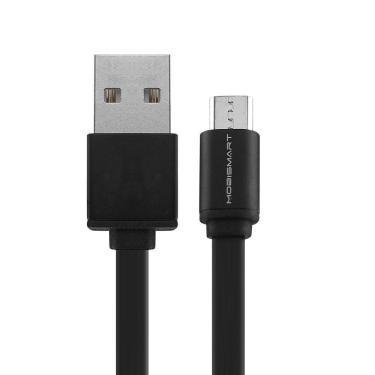 Imagem de Cabo Lightning Flat Micro USB Compatível com Smartphones Android para Carregamento e Dados 1M em Silicone Resistente