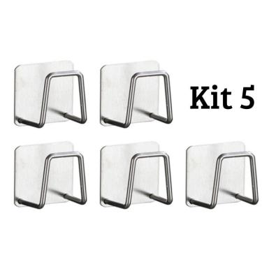 Imagem de Suporte Porta Esponja Kit 5 Unidades Organizador para Pia em Aço Inox 304 com Adesivo s...