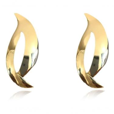 Imagem de Brinco Premium Colchões Pétala Lisa Folheado em Ouro 18K com Diâmetro 4,5CM Dourado Fem...