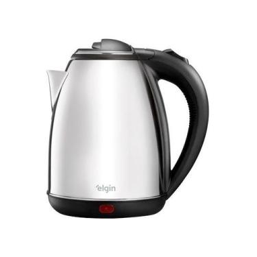 Imagem de Chaleira elétrica portátil inox sem fio rápida 2L Elgin, Inox e Preto,