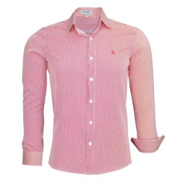 Imagem de Camisa Social Amil Masculina Slim Manga Longa Listrada Sem Bolso 1876 