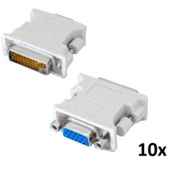 Imagem de Kit c/ 10 Adaptador DVI-I 24+5 (Macho)xVGA(Fêmea) Branco - X-Cell
