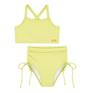 Imagem de Biquíni Menina Infantil Malha com Proteção UV 50+ Amarelo Neon Kukiê, 