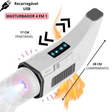 Imagem de Masturbador Masculino Vai e Vem Vibrador Aquecimento e Som - Discretta