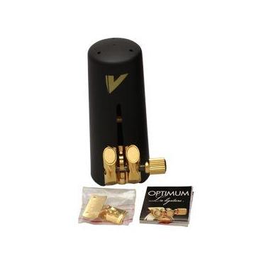 Imagem de Braçadeira Sax Soprano Vandoren Optimum LC06P Metal Dourada c/ 3 Ress 