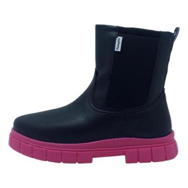 Imagem de Bota pampili coturno infantil menina lucky 711.003, Preto, Pink, 31