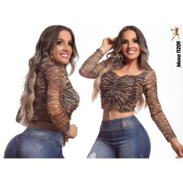 Imagem de Blusa Feminina Manga Longa Rhero Jeans, Animal print, P