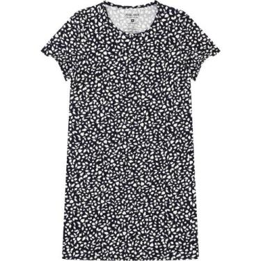 Imagem de Vestido Estampado Meia Malha Manga Curta Malwee Ref. 70891 Cor:Preto D