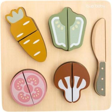 Imagem de Brinquedo de madeira kit vegetais com corte - Bup Baby