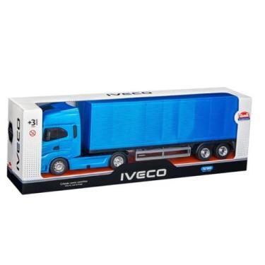 Imagem de Caminhão 42cm Grande Carreta Iveco S-Way Toco Portas Do Baú Abrem Brin