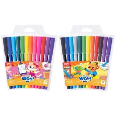 Imagem de Caneta Hidrografica Color WOW Lavavel 12 Cores Estojo - Deli