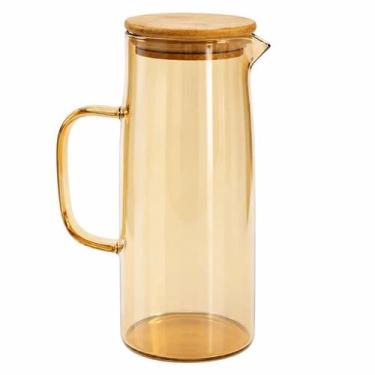 Imagem de Jarra de Vidro Borossilicato 1L com Tampa de Bambu para Suco Água e Be
