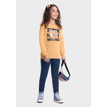 Imagem de Conjunto Moletom Infantil Menina Boca Grande 42584, 12, Laranja