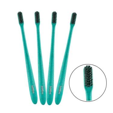 Imagem de Escova Dental Eco Cerdas Macia Com Kit 4 unid - Klin, Verde água
