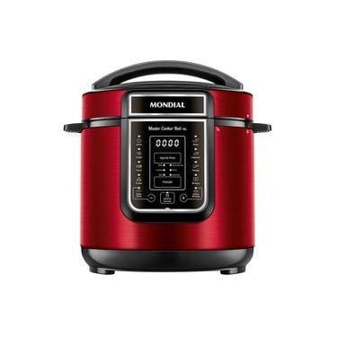 Imagem de Panela de Pressão Elétrica Digital 6L, Mondial, Vermelho e Inox - PE-60-6L-RI