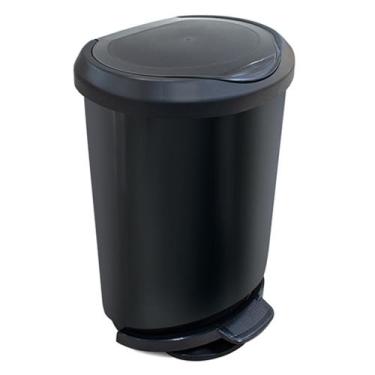 Imagem de Lixeira Arqplast 45L Plástica Pedal Alta Resistência Trava Saco Preta,