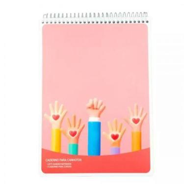 Imagem de Caderno espiral capa dura universitário 1x1 96 folhas Canhoto Rosa - E