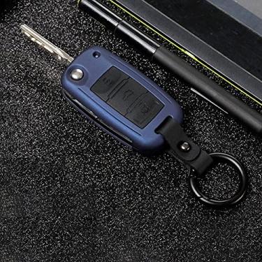 Imagem de WSWJDW Capa de silicone para chave de carro Capa de chaveiro com anel de bolsa, adequado para Skoda Octavia A5 A7 Kodiaq Rapid Yeti para Vw Passat B8 Skoda Superb A7 2017 2018 2019, A Azul