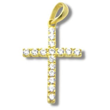 Imagem de Pingente Religioso Cruz Crucifixo Zircônia Ouro 18K P185 - Joiasmax