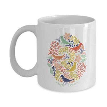 Imagem de Caneca de café de cerâmica com design de pássaros de páscoa feliz ideia de presentes