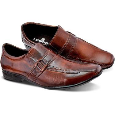 Imagem de Sapato Social Masculino Leoppé em Couro com Detalhes na Pala 12600 Whisky