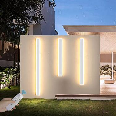 Imagem de Luzes de parede LED reguláveis ao ar livre com controle remoto Lâmpada de parede longa barra de luz 2700K-6500K ajustável moderno branco exterior jardim parede arandela lâmpada para varanda garagem (100cm 54W)