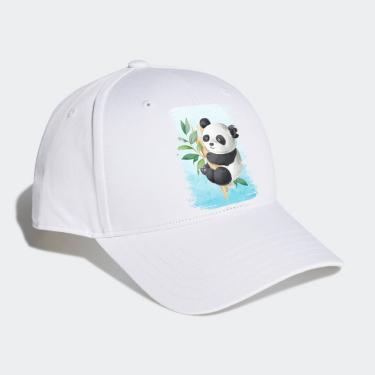 Imagem de Boné baseball Branco Infantil Panda Fofo Desenho Animais Aba curva Unissex