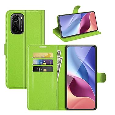Imagem de Capa Capinha Carteira Para Xiaomi Poco F3 Case Porta Cart�es Em Couro Flip Wallet 360 Anti Impacto (Verde)